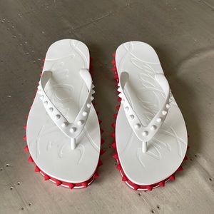 Christian Louboutin White and Red Sandals